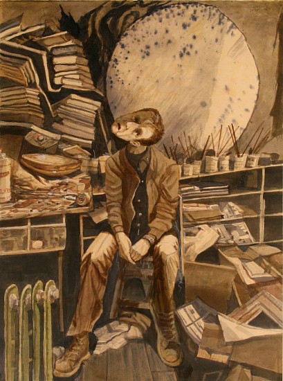 D. J. Lafon, BACON
Watercolor, 40 x 30 in. (101.6 x 76.2 cm)
Man in cramped studio, head turned sideways
LAF0610
$4,200
Gallery staff will contact you 72 hours after purchase regarding any additional shipping costs.