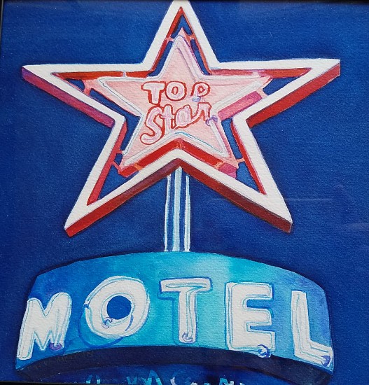 Caryl Morgan, TOP STAR MOTEL, 2016
Watercolor, 8 x 8 in. (20.3 x 20.3 cm)
Signature: In Ink, "Caryl Morgan, 'Top Star Motel,' Watercolor, 2016, $175," Back, Top, Left Corner / Framed (Black)
CMOR034
Sold