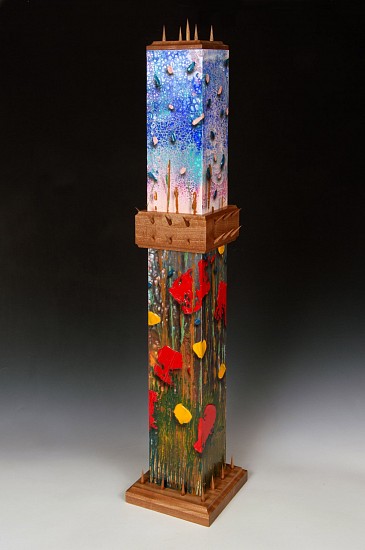 Larry Hefner, NEW GROWTH IN FANTASY LAND
Acrylic and Sapele on Panel, 53 x 10 x 10 in. (134.6 x 25.4 x 25.4 cm)
HEF079