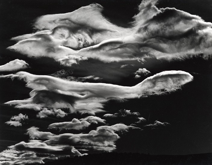 Brett Weston, UNTITLED (CLOUDS, OWENS VALLEY), 1968
Silver Gelatin Print, 10 1/2 x 13 in. (26.7 x 33 cm)
WES127
$5,000
Gallery staff will contact you 72 hours after purchase regarding any additional shipping costs.